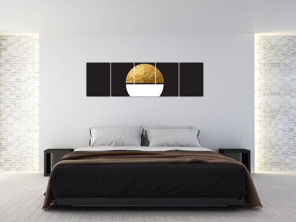 Obraz - Abstrakcja złoto i czerń N⁰1 (170x50 cm)
