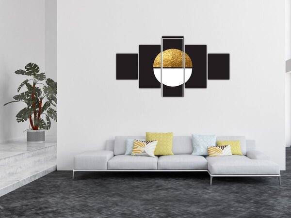 Obraz - Abstrakcja złoto i czerń N⁰1 (125x70 cm)