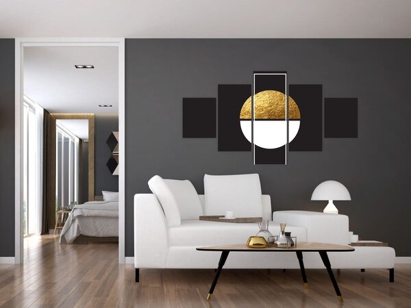 Obraz - Abstrakcja złoto i czerń N⁰1 (125x70 cm)