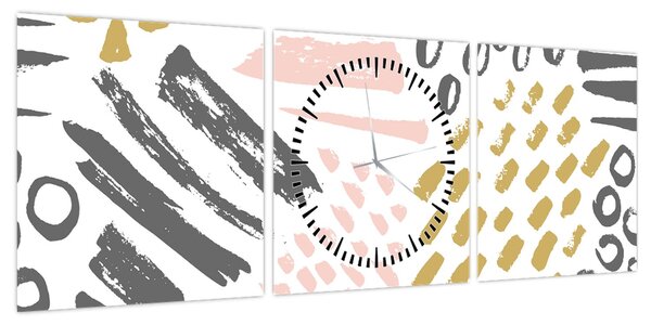 Obraz - Uderzenia abstrakcyjne (z zegarem) (90x30 cm)