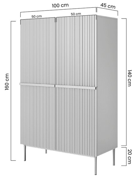 Kredens Nicole 100 cm z metalowymi uchwytami i nogami - antyczny róż / czarne nóżki