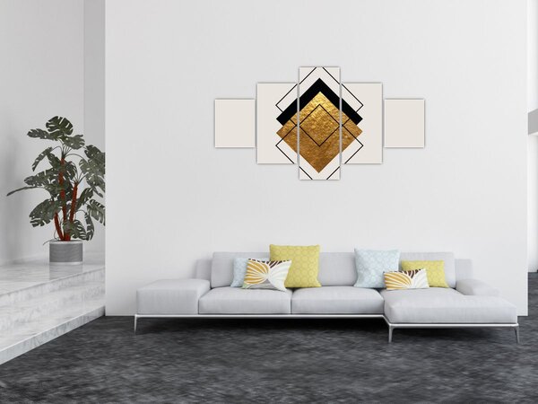 Obraz - Abstrakcja złoto-biała N⁰1 (125x70 cm)
