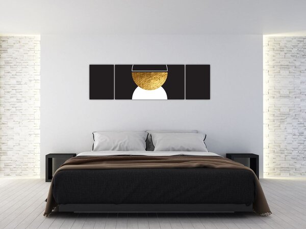 Obraz - Abstrakcja złoto i czerń N⁰2 (170x50 cm)
