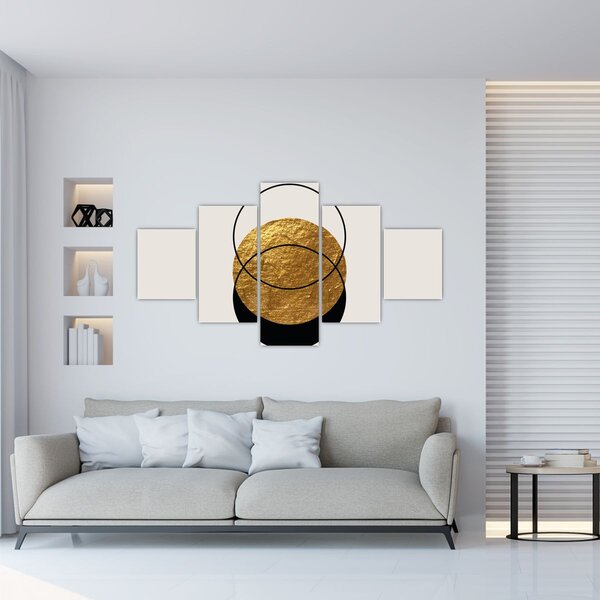 Obraz - Abstrakcja złoto-biała N⁰2 (125x70 cm)
