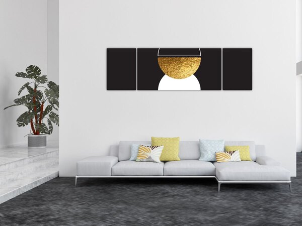 Obraz - Abstrakcja złoto i czerń N⁰2 (170x50 cm)