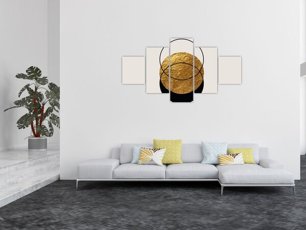 Obraz - Abstrakcja złoto-biała N⁰2 (125x70 cm)
