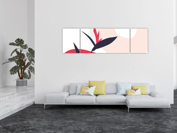 Obraz - Różowa abstrakcja kwiatowa N⁰1 (170x50 cm)