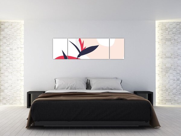 Obraz - Różowa abstrakcja kwiatowa N⁰1 (170x50 cm)