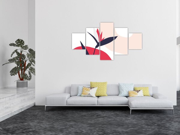 Obraz - Różowa abstrakcja kwiatowa N⁰1 (125x70 cm)