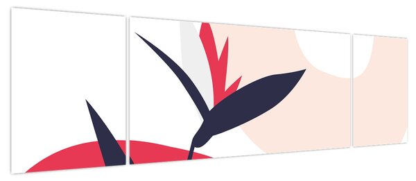 Obraz - Różowa abstrakcja kwiatowa N⁰1 (170x50 cm)