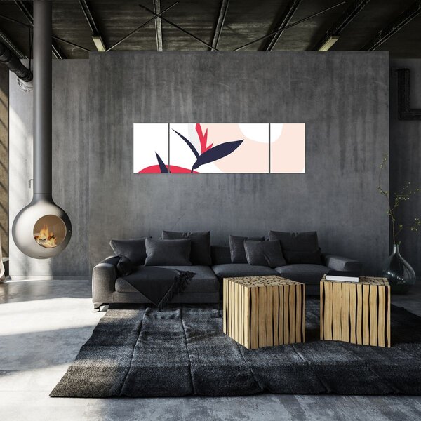Obraz - Różowa abstrakcja kwiatowa N⁰1 (170x50 cm)