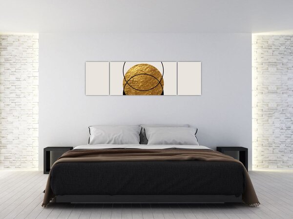 Obraz - Abstrakcja złoto-biała N⁰2 (170x50 cm)