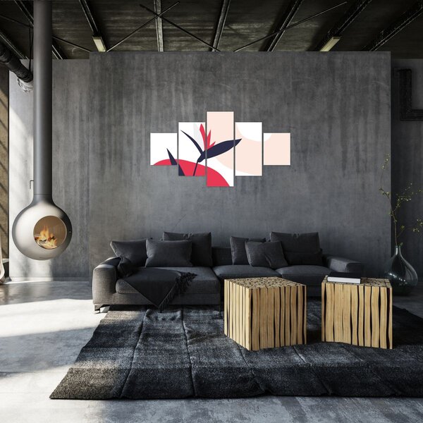 Obraz - Różowa abstrakcja kwiatowa N⁰1 (125x70 cm)