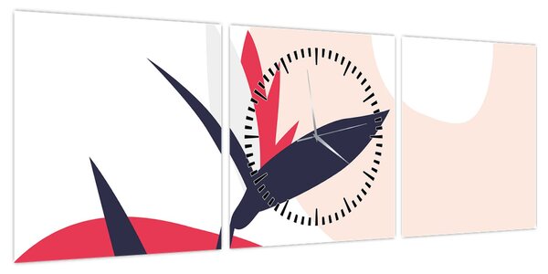 Obraz - Różowa abstrakcja kwiatowa N⁰1 (z zegarem) (90x30 cm)
