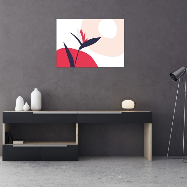 Obraz - Różowa abstrakcja kwiatowa N⁰1 (70x50 cm)