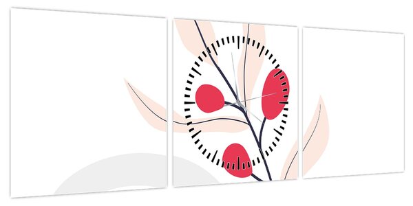 Obraz - Różowa abstrakcja kwiatowa N⁰3 (z zegarem) (90x30 cm)