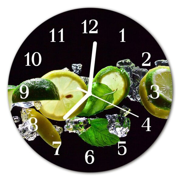Zegar szklany okrągły Limonka cytrynowa