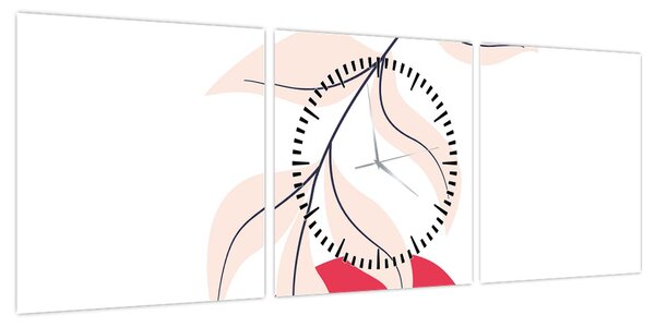 Obraz - Różowa abstrakcja kwiatowa N⁰2 (z zegarem) (90x30 cm)