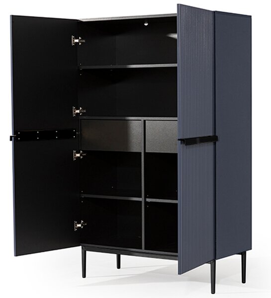 Kredens Nicole z metalowymi uchwytami i nogami 100 cm - granat / czarne nóżki - Limitowana oferta