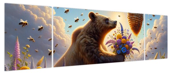 Obraz - Niedźwiedź i pszczoły (170x50 cm)