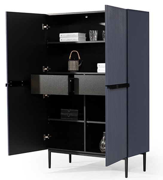 Kredens Nicole z metalowymi uchwytami i nogami 100 cm - granat / czarne nóżki - Limitowana oferta