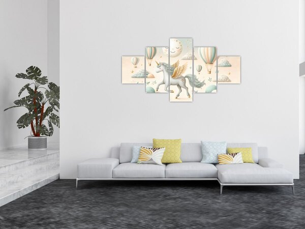 Obraz - Szczęśliwy jednorożec (125x70 cm)