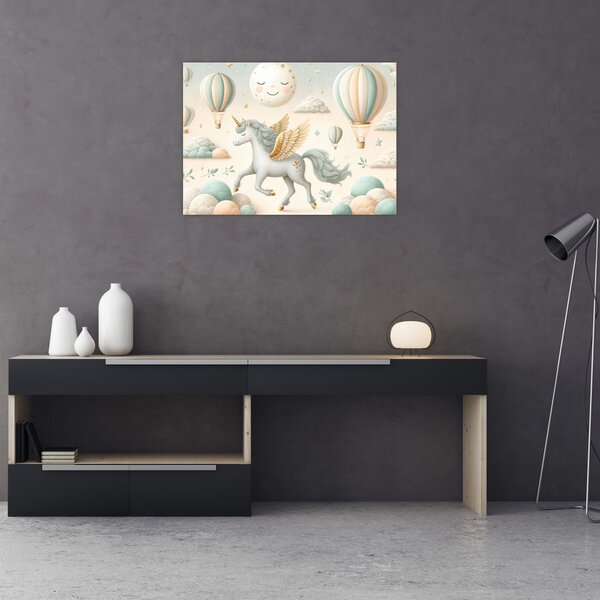 Obraz - Szczęśliwy jednorożec (70x50 cm)