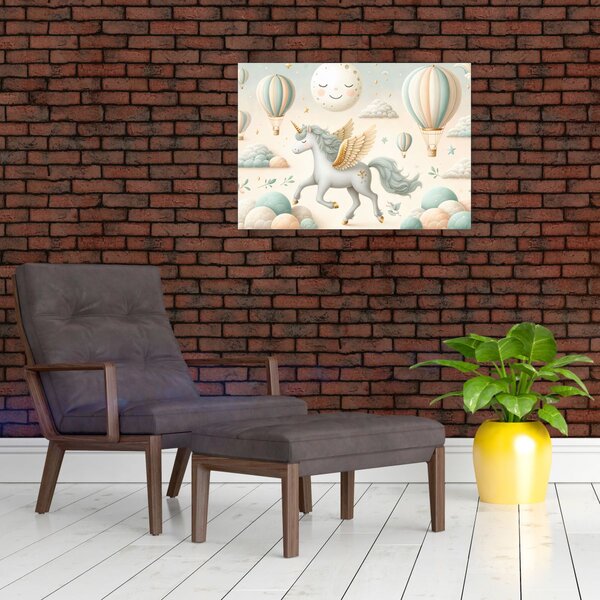 Obraz - Szczęśliwy jednorożec (70x50 cm)