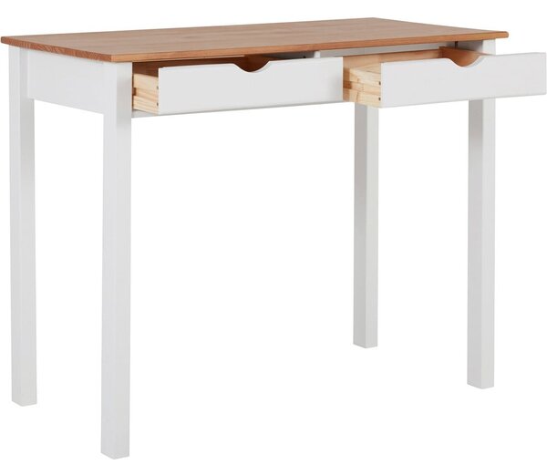Biało-brązowe biurko z drewna sosnowego Støraa Gava, dł. 100 cm