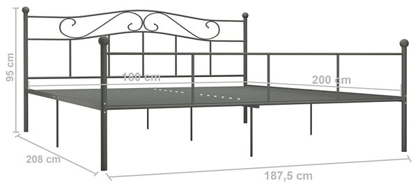 Szare metalowe łóżko w stylu loftowym 180x200 cm C4-H28