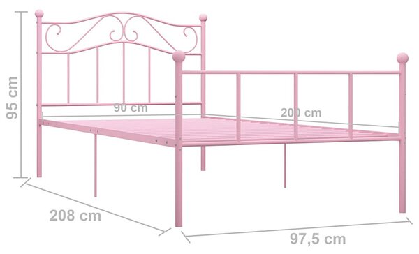 Różowe minimalistyczne łóżko z metalu 90x200 cm F9-P27