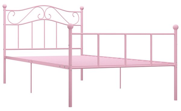 Różowe minimalistyczne łóżko z metalu 90 x 200 cm - Okla