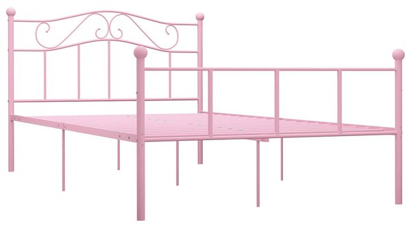Różowe metalowe łóżko w stylu loft 160x200 cm - Okla