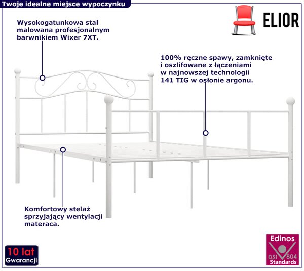 Białe industrialne łózko z metalu 120x200 cm H7-H91