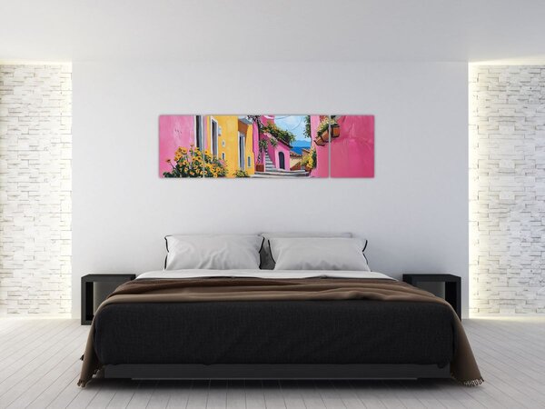 Obraz - Różowa uliczka (170x50 cm)