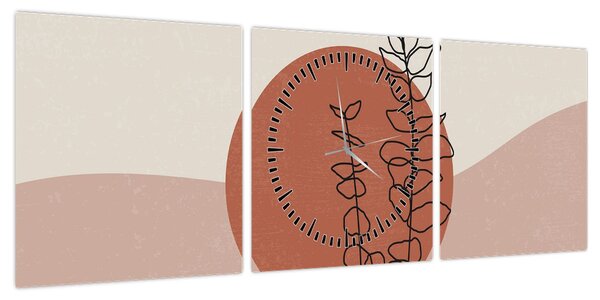 Obraz - Boho leaves N⁰1 (z zegarem) (90x30 cm)