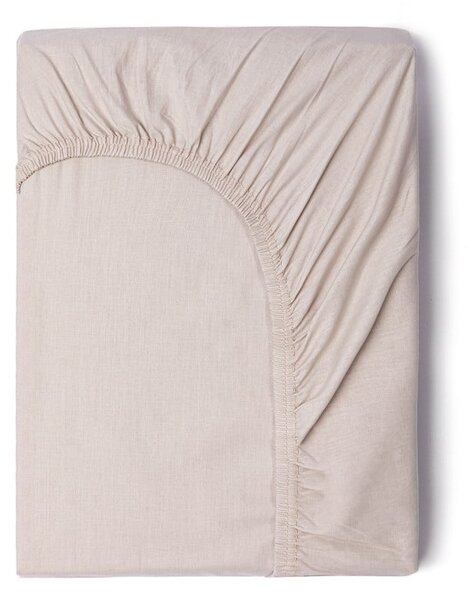 Beżowe bawełniane prześcieradło elastyczne Good Morning, 160x200 cm