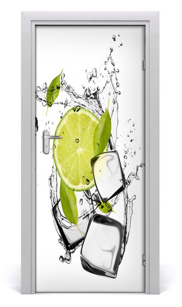 Naklejka na drzwi samoprzylepna Limonka i lód