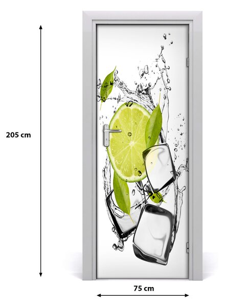Naklejka na drzwi samoprzylepna Limonka i lód