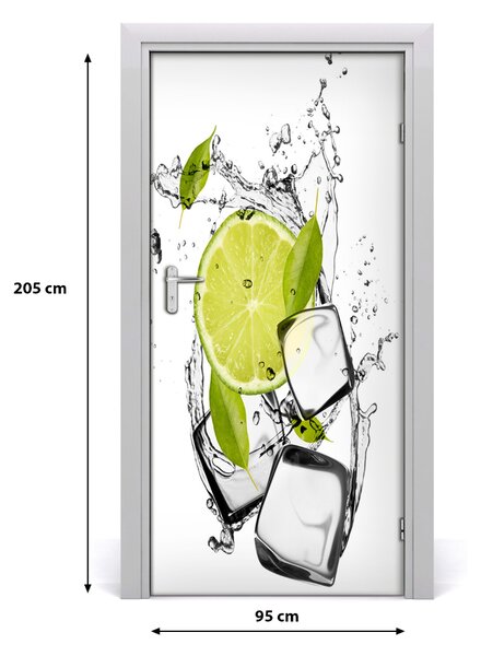 Naklejka na drzwi samoprzylepna Limonka i lód