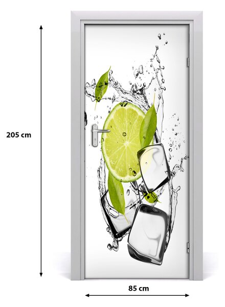 Naklejka na drzwi samoprzylepna Limonka i lód