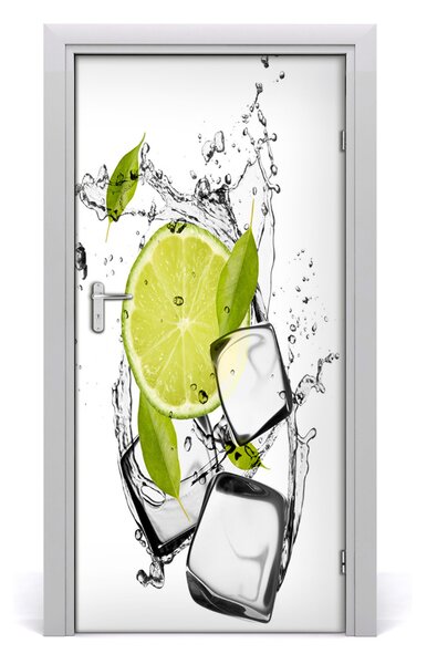 Naklejka na drzwi samoprzylepna Limonka i lód