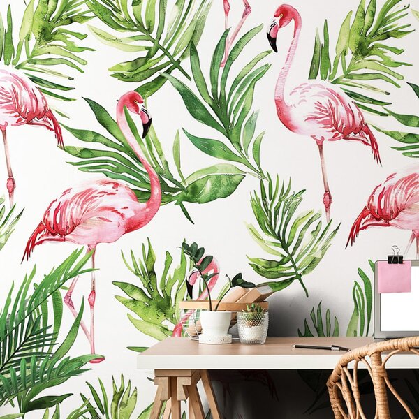 Tapeta flamingi w tropikach