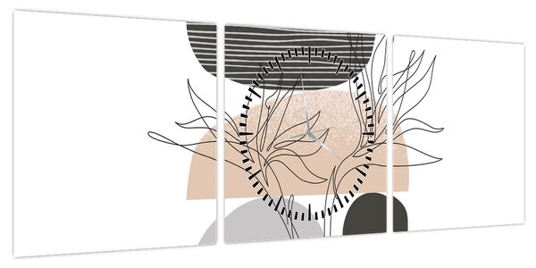 Obraz - Line art flowers N⁰2 (z zegarem) (90x30 cm)