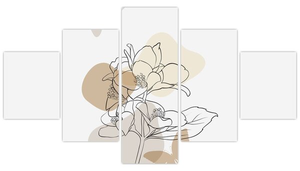 Obraz - Beżowe kwiaty z motylem N⁰1 (125x70 cm)