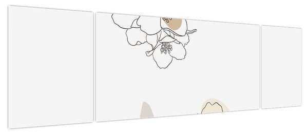 Obraz - Beżowe kwiaty z motylem N⁰2 (170x50 cm)