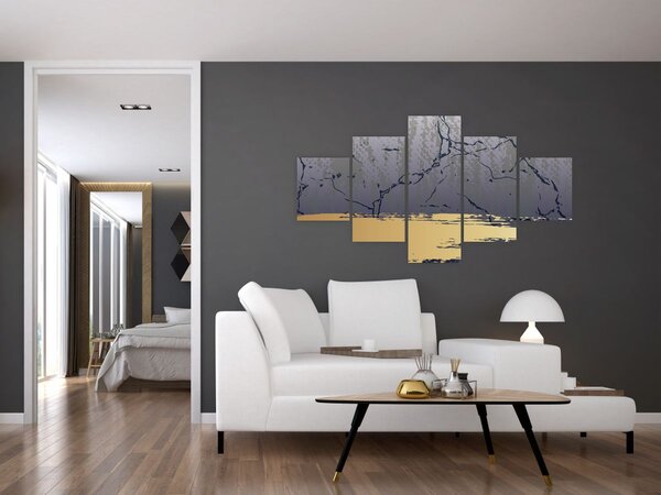 Obraz - Niebiesko-złota abstrakcja N⁰1 (125x70 cm)