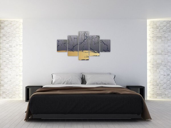 Obraz - Niebiesko-złota abstrakcja N⁰1 (125x70 cm)