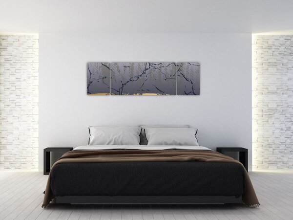 Obraz - Niebiesko-złota abstrakcja N⁰1 (170x50 cm)