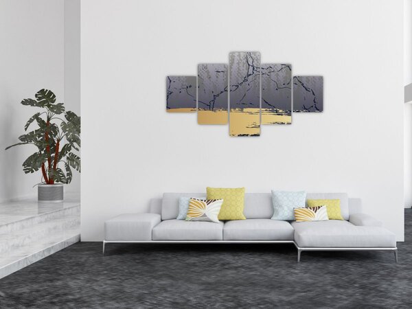 Obraz - Niebiesko-złota abstrakcja N⁰1 (125x70 cm)